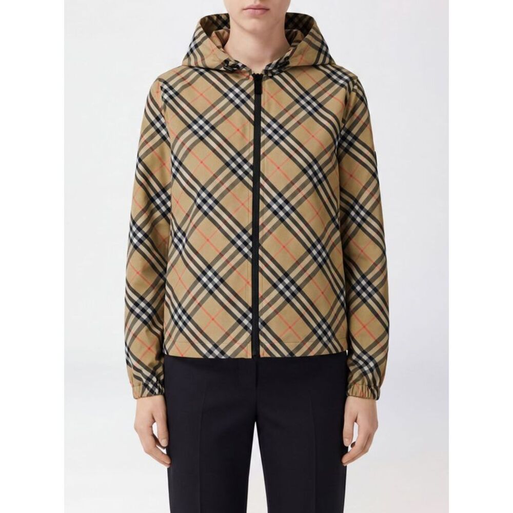 Burberry Women Burberry Vintage Check Hooded Windbreaker Jacket In Polyester